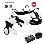 Işıklı Büyüteçli Gözlük 8 Farklı Cam Mercek Ayarlanabilir Kafa Büyüteci Lup Mercek Hareketli 2 Led