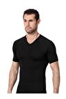 Erkek Siyah Termal V Yaka Kısa Kol Atlet 173