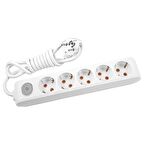 Viko 5 li Anahtarlı Priz 3x1,5 mm Uzatma Beyaz 9 Mt.