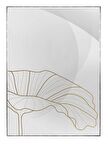 Shop365 Lotus Çiçekleri Çizim Altın Gold Renkler Modern Tablo Çerçeveli P-000803