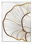 Shop365 Lotus Çiçeği ve Yaprakları Çizim Altın Gold Renkler Modern Tablo Çerçeveli P-000829