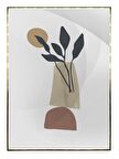 Shop365 Saksıda Yapraklar Açık Tonlar Modern Tablo Çerçeveli P-000914