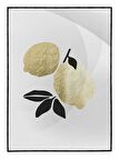 Shop365 Meyveler Altın Gold Siyah Modern İllüstrasyon Tablo Çerçeveli P-003612
