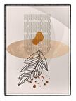 Shop365 Yapraklar Gri Turuncu Kırmızı Renkler Modern Tablo Çerçeveli P-004380