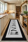 Kitchen Acık Gri Siyah Kenar Siyah Mutfak Tezgah Önü Yıkanabilir Dijital Baskılı Halı