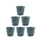 Omnipazar SY-5702 Plastik Ürgüp Tabaklı Saksı Takımı 2,3 litre Yeşil 6 Adet