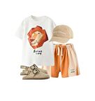 Aslan Desenli Erkek Çocuk Şortlu Takım