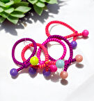 Boncuklu Kız Bebek Lastikli Toka 5li