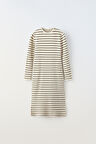 Çizgili Kız Çocuk Uzun Elbise