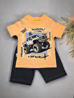 Araba Desenli Erkek Çocuk Şortlu Takım