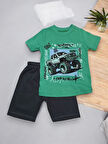 Araba Desenli Erkek Çocuk Şortlu Takım