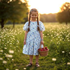 Çiçekli Kız Çocuk Yazlık Elbise