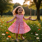 Çiçekli Kız Çocuk Elbise