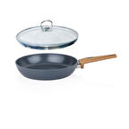 Schafer Seramik Tava 26 CM Yanmaz Yapışmaz Yüzey Cam Kapaklı