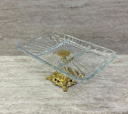 Ayaklı Dekoratif Cam Çerezlik Meyvelik Sunumluk 3 Bölmeli