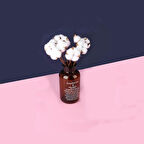 Cam Vazolu Pamuk Çiçek Dekor Amber Renk Gerçek Pamuk Kozalı Scandinavian