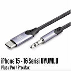  iPhone 16-16 PLUS-16 PRO-16 PRO MAX uyumlu Metak Başlık AUX Ses Dönüştürücü Hasır Type-C Çevirici
