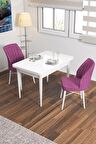 Rovena Lera Beyaz 70x110 Sabit Mdf Yemek Odası Takımı 2 Adet Sandalye