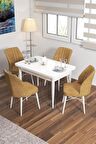Rovena Lera Beyaz 70x110 Sabit Mdf Yemek Odası Takımı 4 Adet Sandalye