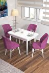 Rovena Lera Beyaz 70x110 Sabit Mdf Yemek Odası Takımı 4 Adet Sandalye