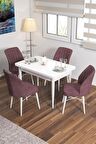 Rovena Lera Beyaz 70x110 Sabit Mdf Yemek Odası Takımı 4 Adet Sandalye