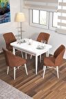 Rovena Lera Beyaz 70x110 Sabit Mdf Yemek Odası Takımı 4 Adet Sandalye