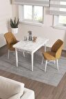 Rovena Lera Beyaz Mermer 70x110 Sabit Mdf Yemek Odası Takımı 2 Adet Sandalye