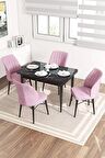 Rovena Lera Siyah Mermer 70x110 Sabit Mdf Yemek Odası Takımı 4 Adet Sandalye