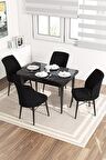 Rovena Lera Siyah Mermer 70x110 Sabit Mdf Yemek Odası Takımı 4 Adet Sandalye