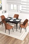 Rovena Lera Siyah Mermer 70x110 Sabit Mdf Yemek Odası Takımı 4 Adet Sandalye