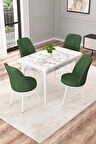Rovena Duru Beyaz Mermer 70x110 Sabit Mdf Yemek Odası Takımı 4 Adet Sandalye