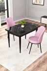 Rovena Duru Siyah Mermer 70x110 Sabit Mdf Yemek Odası Takımı 2 Adet Sandalye