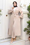 Apolet Detaylı Kimono Takım Bej 19253