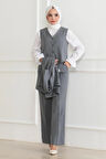 Yelekli Üçlü Takım Gri MSW19222-5