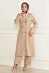Düğme Detaylı Fermuarlı Takım Bej MSW19219-5