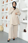 Kuşak Detaylı Takım Bej MSW19106-3