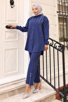İnci Detaylı Takım İndigo 19259