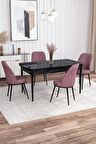 Rovena Bade Siyah Mermer 70x114 Açılabilir Mdf Yemek Odası Takımı 4 Adet Sandalye