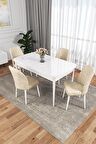 Rovena Lora Beyaz 70x114 Açılabilir Mdf Yemek Odası Takımı 4 Adet Sandalye