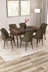 Rovena Lora Barok 70x114 Açılabilir Mdf Yemek Odası Takımı 6 Adet Sandalye