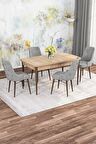 Rovena Rose Meşe 70x114 Açılabilir Mdf Mutfak Masası Takımı 4 Adet Sandalye