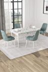 Rovena Lila Beyaz Mermer 70x114 Açılabilir Mdf Mutfak Masası Takımı 4 Adet Sandalye