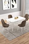 Rovena Rain Beyaz 70x114 Açılabilir Mdf Mutfak Masası Takımı 4 Adet Sandalye