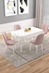 Rovena Rain Beyaz 70x114 Açılabilir Mdf Mutfak Masası Takımı 4 Adet Sandalye