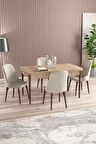 Rovena Amber Meşe 70x114 Açılabilir Mdf Mutfak Masası Takımı 4 Adet Sandalye
