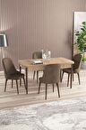 Rovena Amber Meşe 70x114 Açılabilir Mdf Mutfak Masası Takımı 4 Adet Sandalye