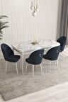 Rovena Talia Beyaz 70x114 Açılabilir Mdf Mutfak Masası Takımı 4 Adet Sandalye