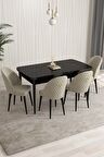 Rovena Talia Siyah Mermer 70x114 Açılabilir Mdf Mutfak Masası Takımı 4 Adet Sandalye
