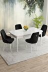 Rovena Blanca Beyaz 80x132 Açılabilir Mdf Yemek Odası Takımı 4 Adet Sandalye