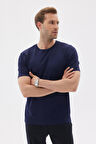 LIMITED  Düz Kısa Kollu Rayon Erkek Lacivert Triko Tişört 